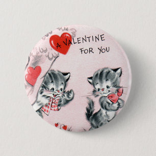 Macaron Rond 5 Cm Pin vintage de Valentine du chaton de l'enfant