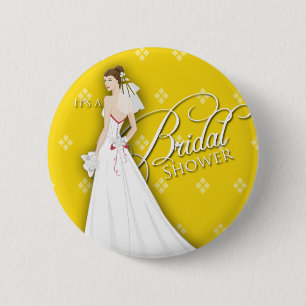 Macaron Rond 5 Cm Pin vintage doré et blanc de Fête de la mariée