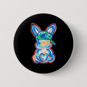 Macaron Rond 5 Cm Pinceau de lapin de Pâques joyeuses Pâques femmes 