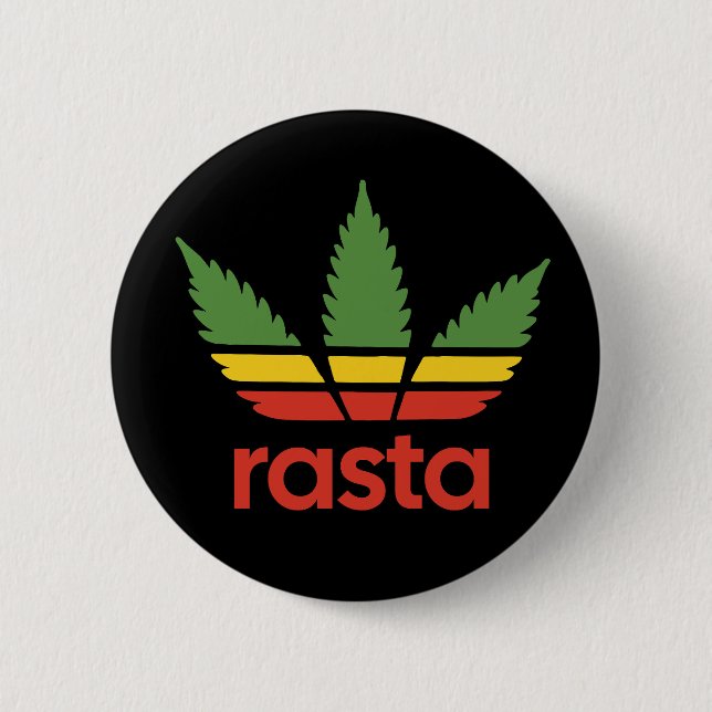Macaron Rond 5 Cm Pinceau feuille Rasta (Devant)