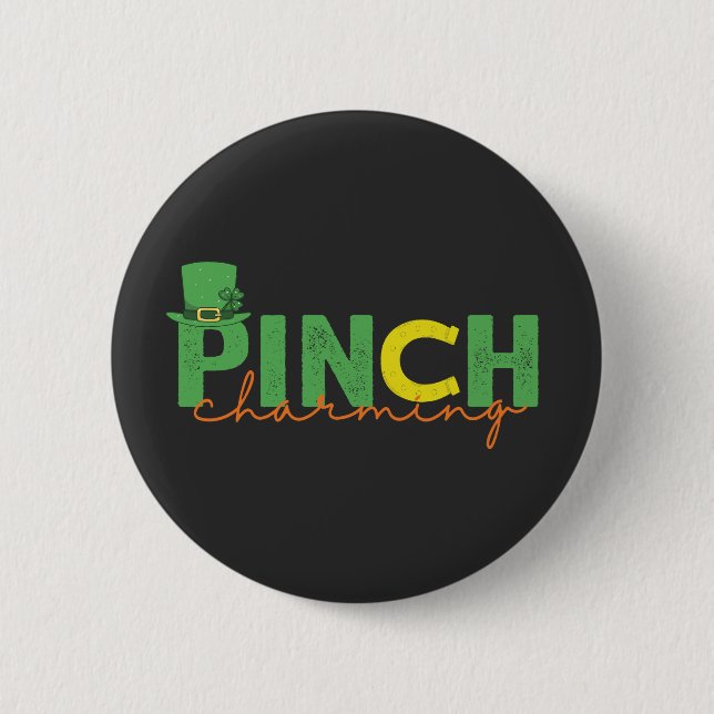 Macaron Rond 5 Cm Pinch CHarming Funny St Patrick's Day Cadeau irlan (Devant)