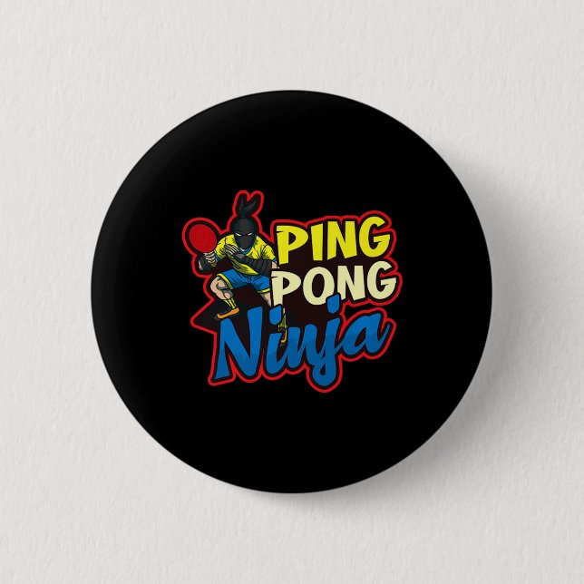 Macaron Rond 5 Cm Ping Pong Ninja Design Table Tennis   (Devant)