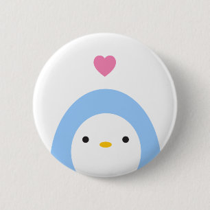 Macaron Rond 5 Cm Pingouin dans le bouton d'amour