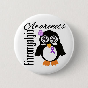 Macaron Rond 5 Cm Pingouin de conscience de fibromyalgie