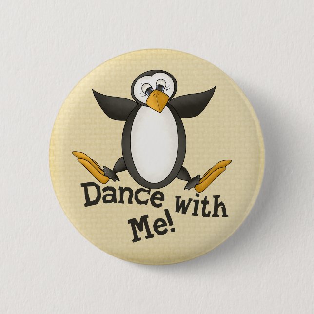 Macaron Rond 5 Cm Pingouin de danse (Devant)