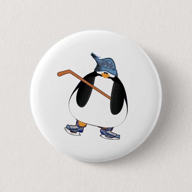 Macaron Rond 5 Cm Pingouin de hockey (Devant)