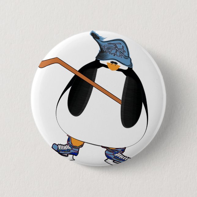 Macaron Rond 5 Cm Pingouin de hockey (Devant)