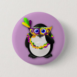 Macaron Rond 5 Cm Pingouin de mardi gras