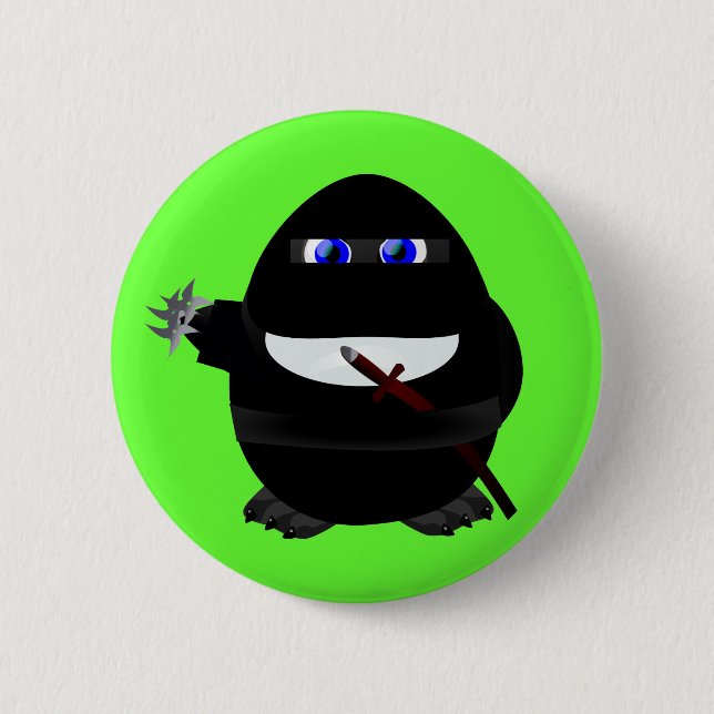 Macaron Rond 5 Cm Pingouin de Ninja (Devant)