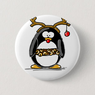 Macaron Rond 5 Cm Pingouin de Rudolph