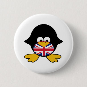 Macaron Rond 5 Cm Pingouin d'Union Jack