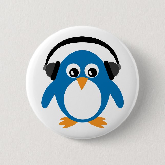 Macaron Rond 5 Cm Pingouin mignon et blanc personnalisable (Devant)