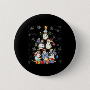Macaron Rond 5 Cm Pingouins mignons Arbre de Noël Lumières Animaux E