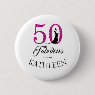 Macaron Rond 5 Cm Pink 50 et fabuleux fête d'anniversaire Nom person
