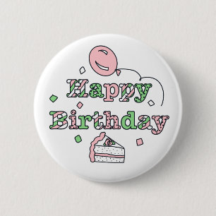 Macaron Rond 5 Cm Pink and Sage Green Joyeux anniversaire
