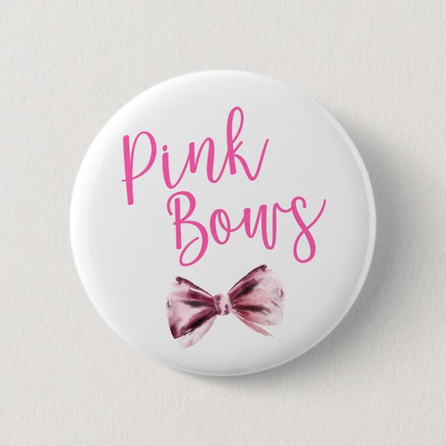 Macaron Rond 5 Cm Pink Bows Team Girl Gender Revevela Party (Devant)