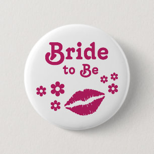 Macaron Rond 5 Cm Pink Bride to Be Pin - épingles de fête de mariée 