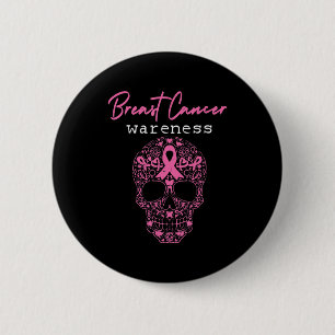 Macaron Rond 5 Cm Pink Butterfly Skull Breast Cancer Awareness Bonjo