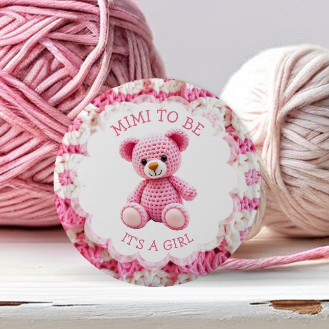 Macaron Rond 5 Cm Pink Crocheted Teddy Bear | Mimi to Be (Créateur téléchargé)
