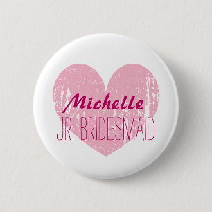 Macaron Rond 5 Cm Pink heart junior bridesmaids buttons for girl