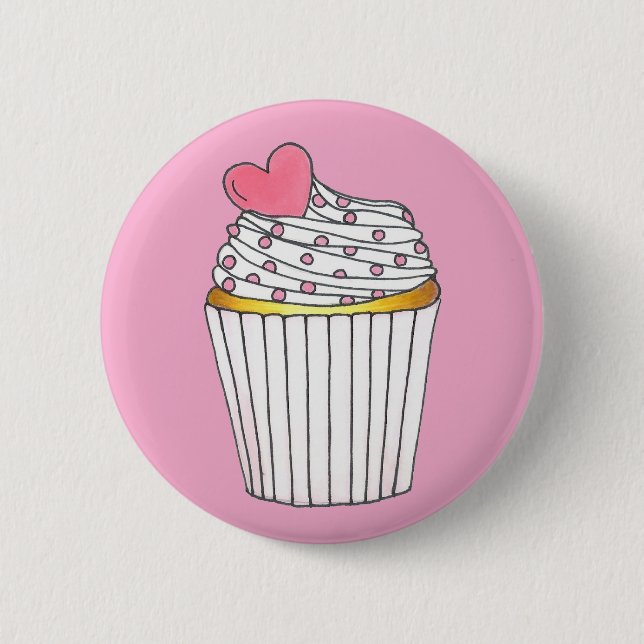 Macaron Rond 5 Cm Pink Heart Love Cupcake Fête des mariées Anniversa (Devant)