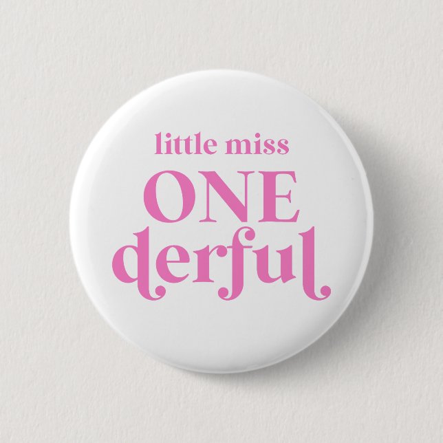 Macaron Rond 5 Cm Pink Little Miss ONEderful 1er premier anniversair (Devant)