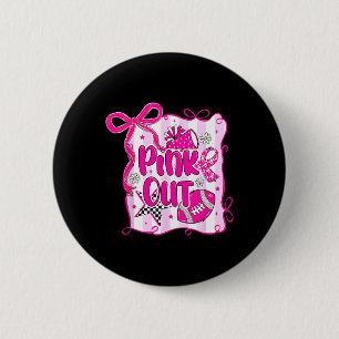 Macaron Rond 5 Cm Pink Out Cancer du sein Football Coquette Bow Mom