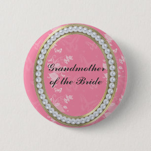 Macaron Rond 5 Cm Pink, Perles, Papillons Bouton Grand-Mère