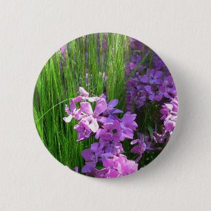 Macaron Rond 5 Cm Pink Phlox et Grass été Floral