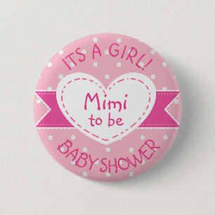 Macaron Rond 5 Cm Pink Polka Dot Grand-mère Mimi pour être une petit