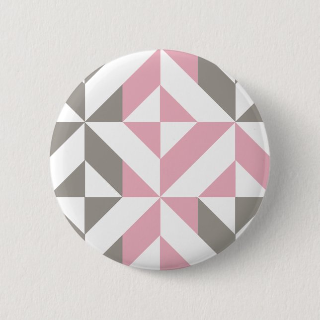 Macaron Rond 5 Cm Pink Raspberry and Silver Geometric ZigZag (Devant)