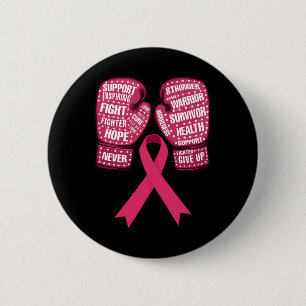 Macaron Rond 5 Cm Pink Ribbon Cancer du sein Gant de sensibilisation
