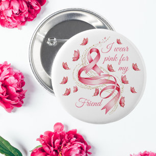 Macaron Rond 5 Cm Pink Ribbon Sensibilisation au cancer du sein