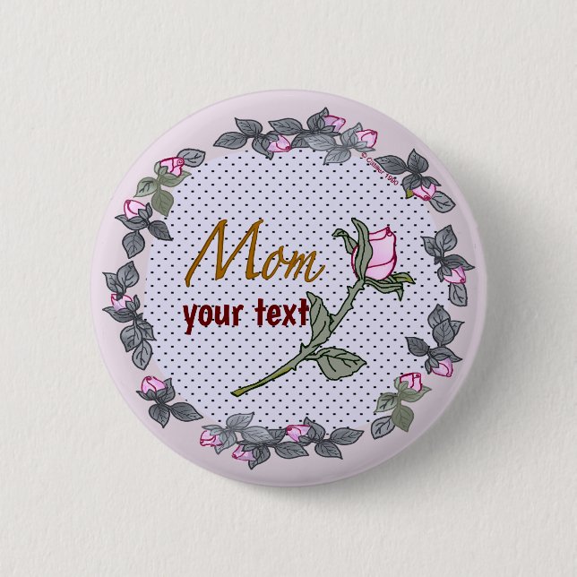 Macaron Rond 5 Cm Pink Rosebud Maman personnalisée (Devant)