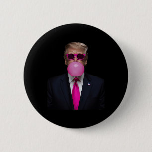 Macaron Rond 5 Cm Pink Trump Bubble Gum Shirt 2024 Vote Président Fu