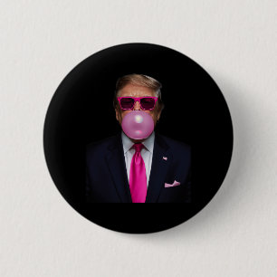 Macaron Rond 5 Cm Pink Trump Bubble Gum Shirt 2024 Vote Président Fu
