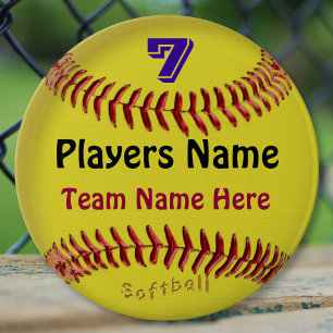Macaron Rond 5 Cm Pins de softball PERSONNALISÉS, NOMBRE, NOM et ÉQU