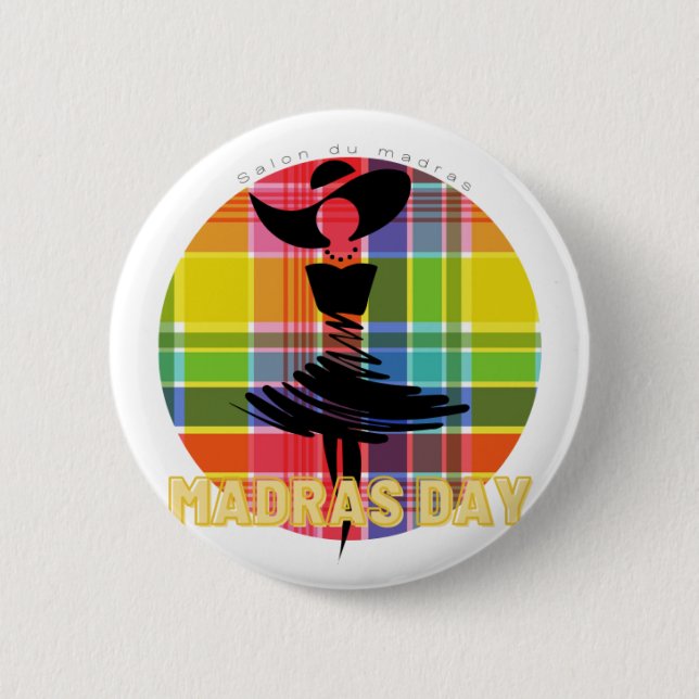 MACARON ROND 5 CM PINS LOGO MADRAS DAY  (Devant)