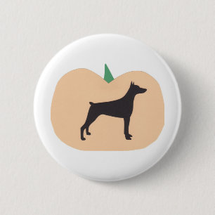 Macaron Rond 5 Cm Pinscher heureux de dobermann de Halloween