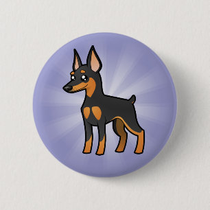 Macaron Rond 5 Cm Pinscher miniature de bande dessinée/Manchester