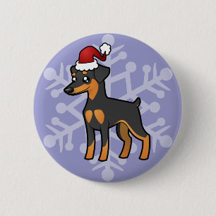 Macaron Rond 5 Cm Pinscher miniature de Noël / Manchester Terrier