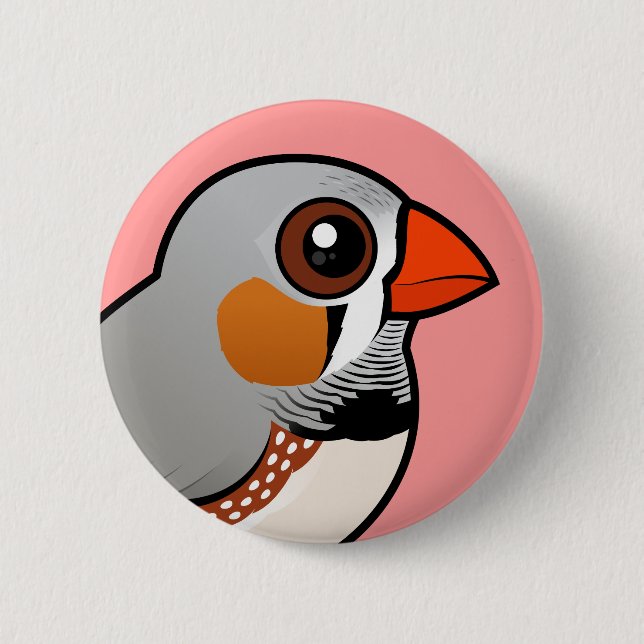 Macaron Rond 5 Cm Pinson de zèbre de Birdorable (Devant)