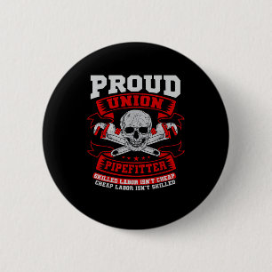 Macaron Rond 5 Cm Pipefitter Steamfitter Plumber - Main-d'oeuvre qua