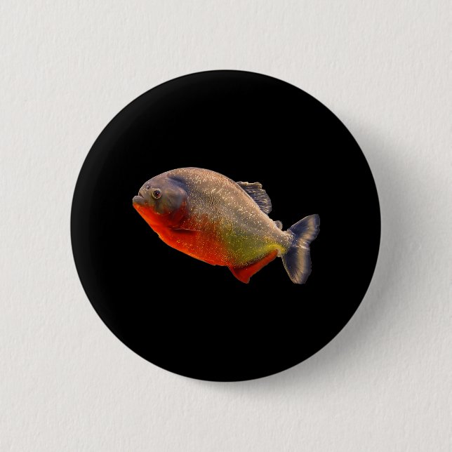 Macaron Rond 5 Cm Piranha Red Bellied School de Piranhas Tropical (Devant)