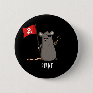 Macaron Rond 5 Cm Pirat Funny Pirate Rat Pun Dark BG