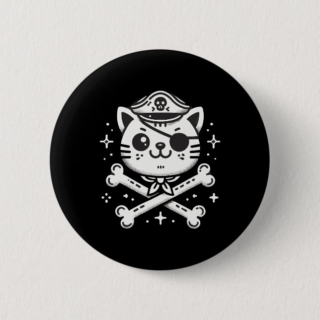 Macaron Rond 5 Cm Pirate Cat Pirate Crew Anniversaire (Devant)