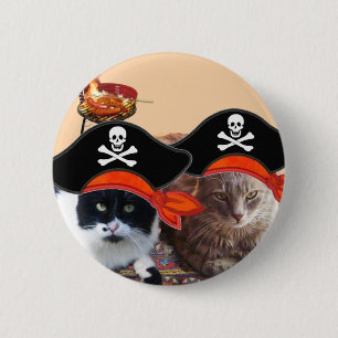 Macaron Rond 5 Cm PIRATE CATS, Parlez comme un jour de pirates