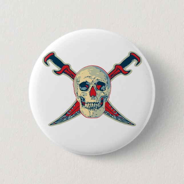 Macaron Rond 5 Cm Pirate (Crâne) - Bouton rond standard de 2¼ pouces (Devant)