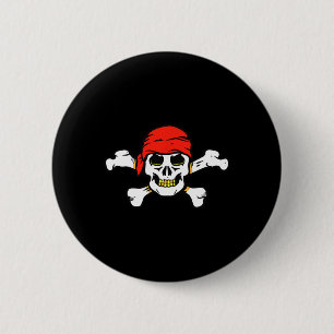 Macaron Rond 5 Cm Pirate Crâne et os croisés Squelette Halloween Pou