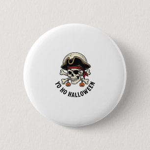 Macaron Rond 5 Cm Pirate Crâne Halloween Gravure Vintage T-Shirt Bla